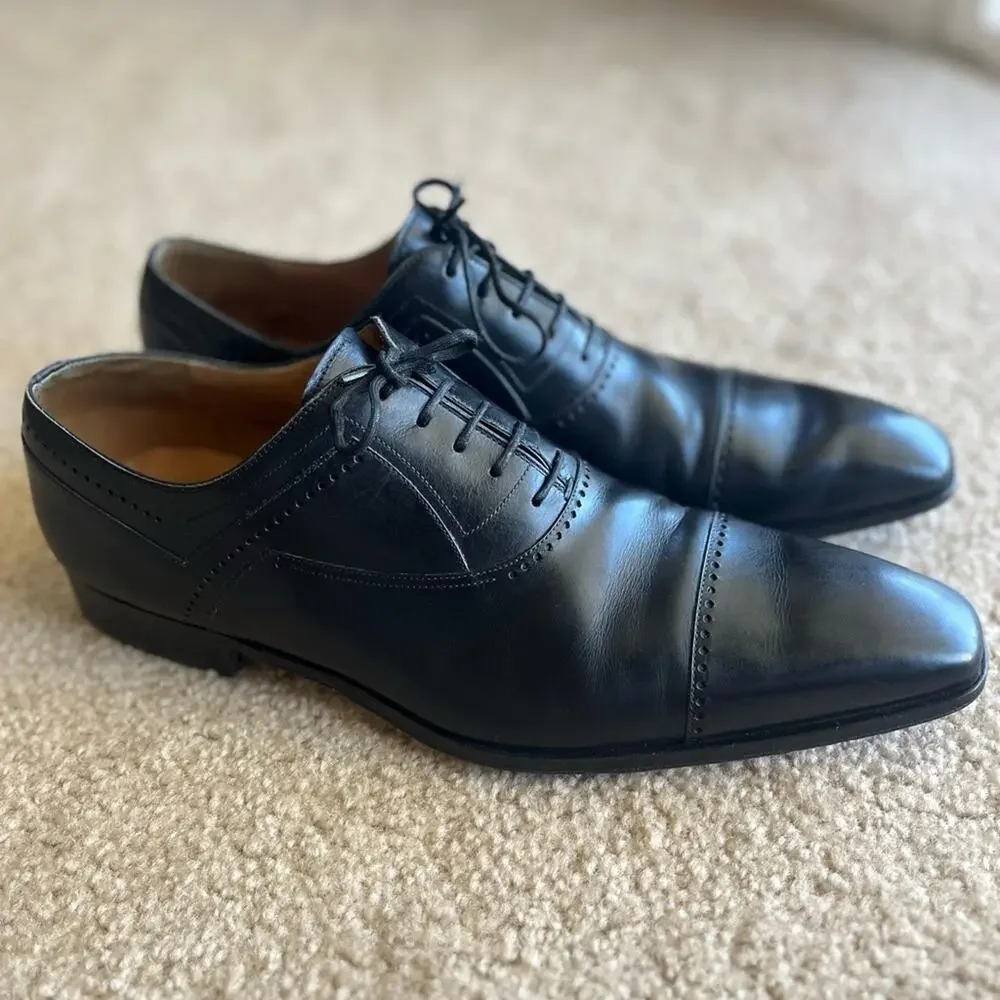 Magnanni made in Spain black Oxford shoes preppy office luxury size 13